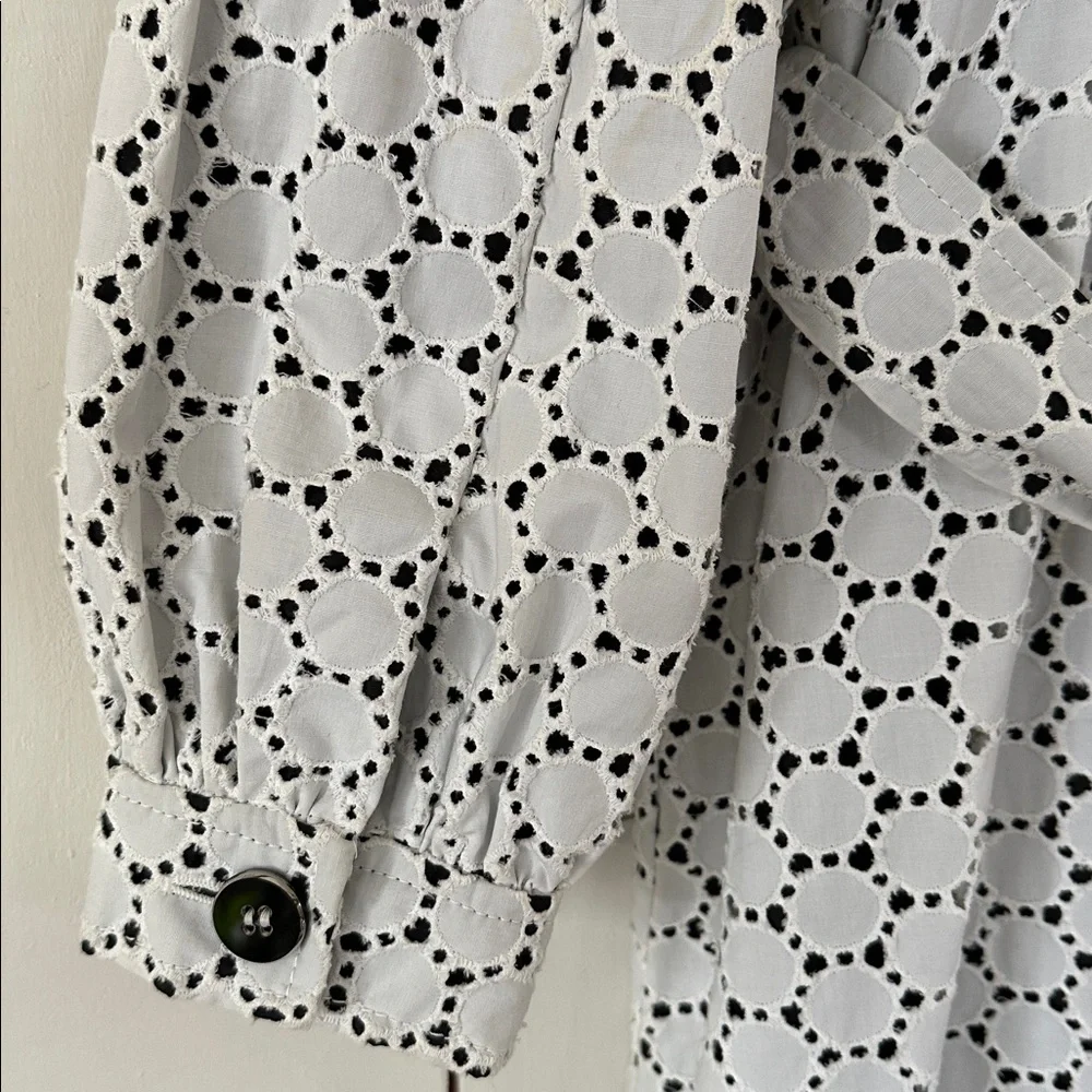 Carolina Herrera Vintage Spring Trench Coat Sz 16 White & Black Italy - Picture 10 of 14